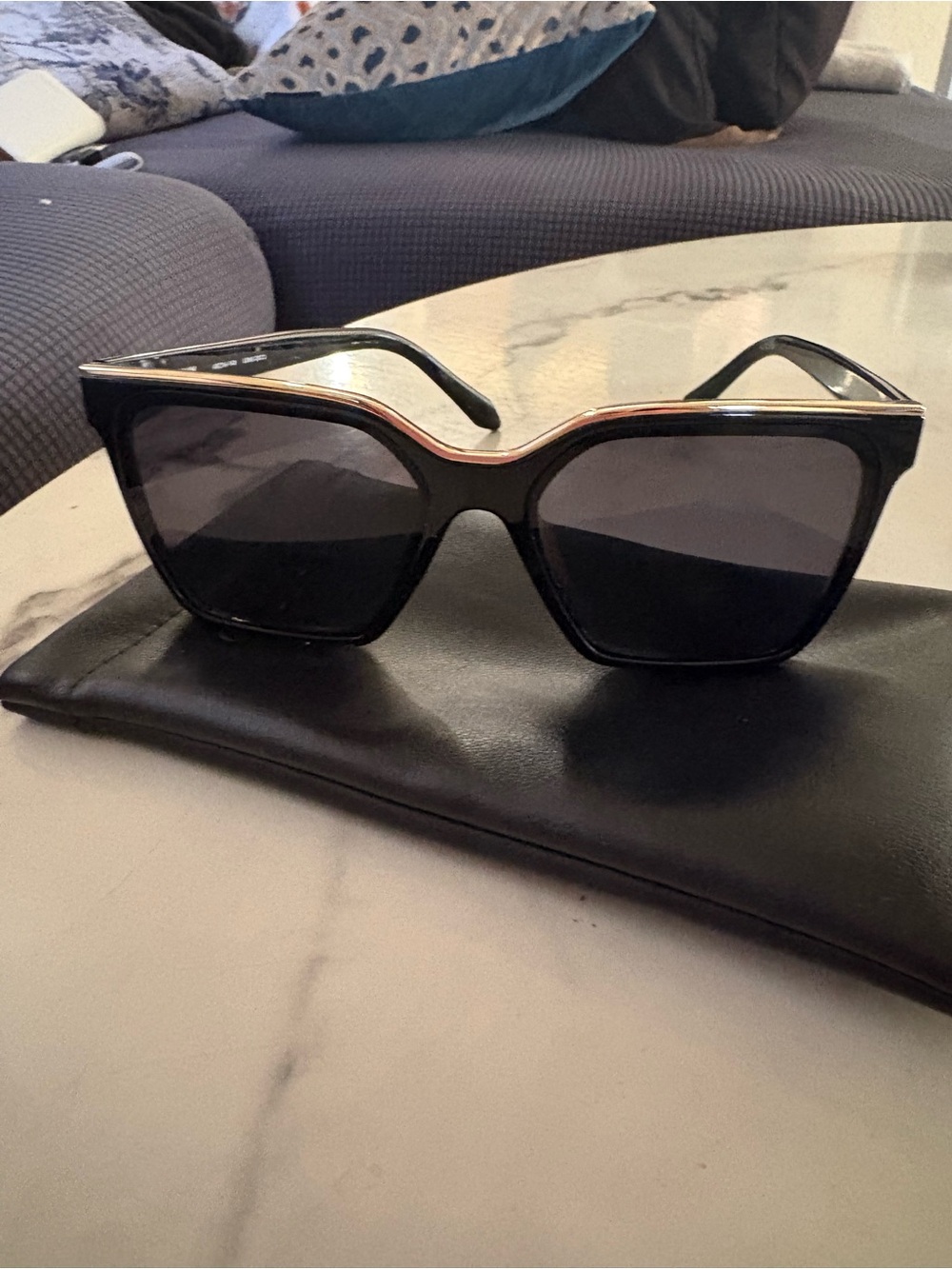 Quay Australia Black Cat Eye Sunglasses with Gold Trim